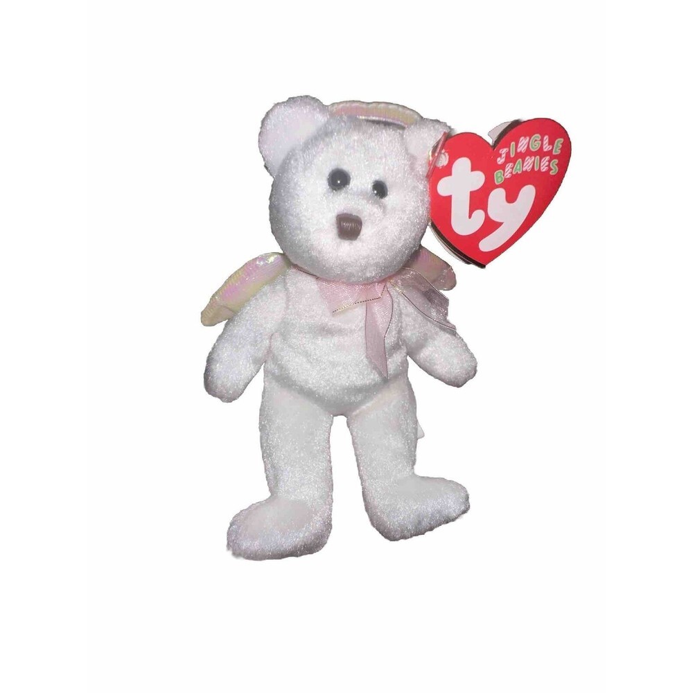 TY Jingle Beanie Baby - HALO the Angel Bear Ornament Holiday 2001